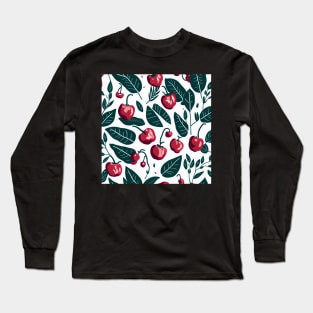 green red cherry pattern Long Sleeve T-Shirt